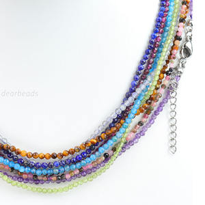 للبيع بالجملة قلادات صغيرة من الأحجار المطرزة بالخرز ، مجوهرات للعنق ، أحجار كريمة للشفاء من الفولاذ المقاوم للصدأ ، 2-طول حبة 38C - Product Image 2