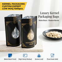 Bolsa de Lujo Negra Mate para Semillas de Calabaza, Bolsa Premium para Semillas de Cáñamo con Ventana Transparente, Bolsa con Barrera de Papel de Aluminio
