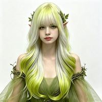 AliExpress - Meilleures ventes transfrontalières - Costume d'elfe de la forêt pour Halloween - Perruque réaliste à cheveux longs - Base en polyuréthane - Réseau Rose