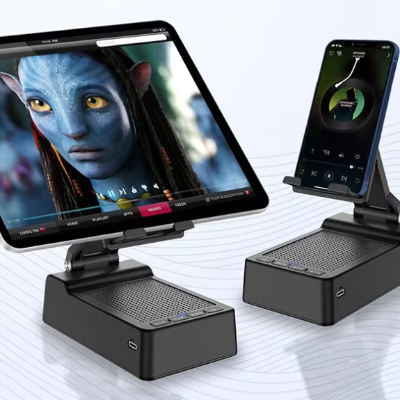 Wholesale Price Promotion Gift Wireless BT Speaker Folding Stand Speaker Portable Folding Speaker with Phone Stand Oem logo