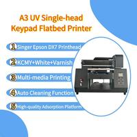 تصفية مخزون المصنع: طابعة UV صغيرة A3 برأس طباعة Epson DX7، سكة صامتة، لوحة تحكم Hoson، لطباعة حافظات الهواتف ومواد TPU