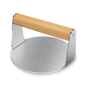 Alat Penekan <span class=keywords><strong>Burger</strong></span> Smash Baja Anti Karat dengan Gagang Kayu Anti Panas Ramah Lingkungan untuk BBQ dan Penggunaan Dapur Rumah - Product Image 1