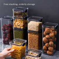 Ensemble de 5 bocaux de conservation alimentaire hermétiques en PET, récipients transparents scellés pour l'organisation du garde-manger, bocaux empilables pour aliments secs