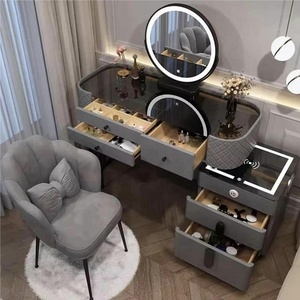 2023 meubles de Style moderne vanité maquillage commode ensemble <span class=keywords><strong>avec</strong></span> <span class=keywords><strong>miroir</strong></span> LED pieds en métal chambre <span class=keywords><strong>coiffeuse</strong></span> - Product Image 1