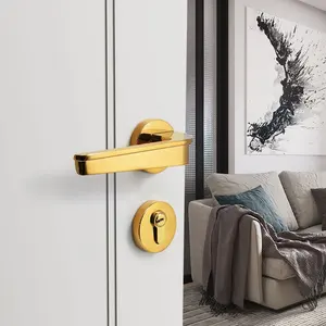 YONFIA 8044 PVD gold plated new patent minimalist lock door handles home lever door lock for interior wood door bedroom hardware