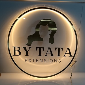 Factory Price Custom Illuminated Acrylic LED Round Golden Mirror Acrylic Electronic Signs for Hair Salon & Spa Business - Product Image 5