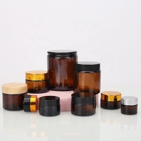 Pot cosmétique en verre ambré vide pour crème visage, 1oz, 2oz, 4oz, 5oz, 8oz, avec couvercle noir, blanc, or, argent