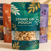 Sachet Doypack Personnalisé Auto-Scellant avec Fenêtre, Refermable, pour Emballage de Noix et Fruits Secs, en Feuille d'Aluminium et PET de Qualité Alimentaire, avec Fermeture Éclair