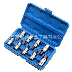 9 Piece 1/2 In Extended Hex Socket Set Chrome Plated Industrial Automotive Repair Tool Kit - Product Image 5