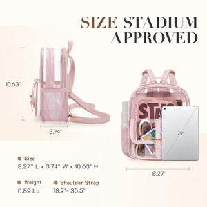 Sac à dos transparent personnalisé avec logo, sac à dos imperméable en PVC, sac à dos multi-compartiments transparent pour l'extérieur - Product Image 3