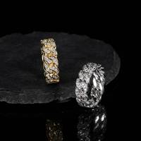 Ganku Bague pour homme en or 18K populaire Hip-hop à une rangée 8mm Zircon Cubain Vente en gros Marque de mode Matériau principal Cuivre