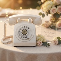 Téléphone Livre d'Or Audio Rétro Blanc Personnalisé avec Cadran Rotatif Vintage et Sonnerie Mécanique, Enregistreur de Messages Vocaux pour Mariage