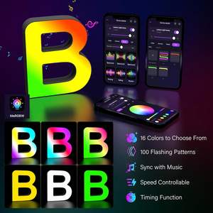 Coplsdors Luce Notturna LED RGB a Forma di Lettera B con Sincronizzazione Musicale, Decorazione per Feste di Compleanno e Natale per Ragazze e Donne - Product Image 3