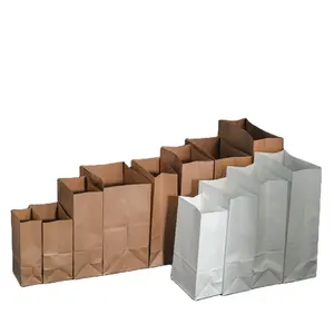 Sacos de papel Kraft SOS marrom/branco Preço baixo Venda direta da fábrica Embalagem para viagem de lanches