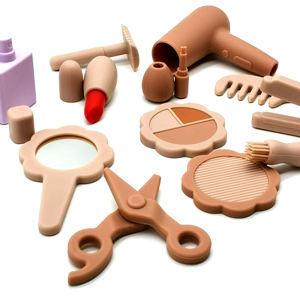 Vente chaude 12PCS Silicone Maquillage Jouet Ensemble Faire semblant Brosse et Cosmétiques Cas Salon Beauté Jouets Toddler - Product Image 5