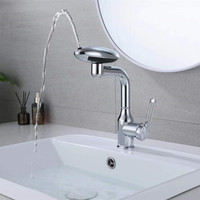 Robinet de lavabo de salle de bain à cascade multifonctionnel avec cartouche en céramique, design tendance, montage sur plan de travail
