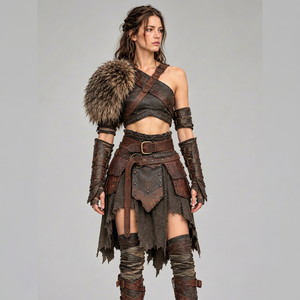 Disfraz de Guerrera de Cuero para Mujer con Hombreras de Piel y Conjunto de Armadura - Product Image 1