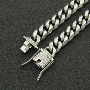 <b>Titanium</b> Steel Cuban <b>Chain</b> Necklace, Trendy Male Personality Simple Locomotive With Retro Accessories Tanjing Fashion - Product Image 3
