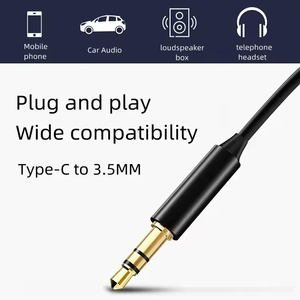 Adaptador de conector auxiliar de Audio tipo <span class=keywords><strong>C</strong></span> a 3,5mm, cable auxiliar <span class=keywords><strong>USB</strong></span> <span class=keywords><strong>C</strong></span> para coche, auriculares, altavoz, Cable auxiliar, adaptador de conector para auriculares - Product Image 3