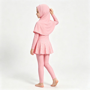 Kids Muslim Burkini Swimsuit 3PCS Full Coverage <b>Modest</b> Swimwear with Hijab Long Sleeve Girls Swim <b>Set</b> - Product Image 2