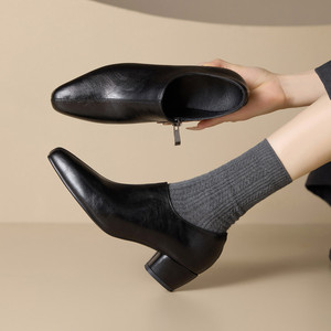 Stivaletti da Donna in Vera Pelle Marrone con Punta Affusolata e Tacco Medio, <span class=keywords><strong>Scarpe</strong></span> Eleganti da Ufficio alla Moda - Product Image 2