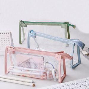 Transparent Pencil Case With Custom Logo School Plastic Clear Pencil Case With Zipper Large Capacity Pencil Case <b>Bag</b> Makeup <b>Bag</b> - Product Image 1