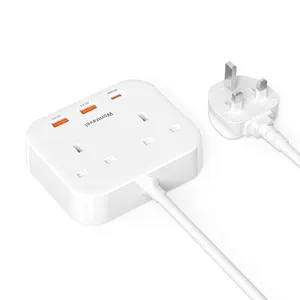 Bande De puissance de Type britannique avec 3 USB PD 20W 250V 13A ROYAUME-UNI Pin extension de sortie Et Câble 2 Prises Rallonge