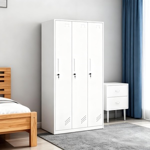 ארון בגדים מפלדה בעל 3 דלתות, עיצוב צר, הרכבה קלה, מתאים לחדר כושר, בית ספר, לאחסון בגדים בצורה מאובטחת. - Product Image 4