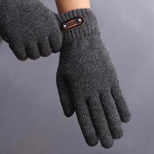 Automne hiver hommes gants tricotés écran tactile haute qualité laine couleur unie gants hommes <span class=keywords><strong>mitaines</strong></span> gants - Product Image 1
