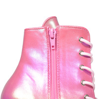 Chaussures de pole dance en acier de 20 cm, bottes basses à 8 trous, talons aiguilles, lacets avant, fermeture éclair latérale, bout en caoutchouc de couleur unie
