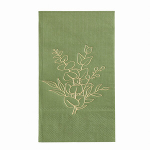 Green Gold Foil Printed Paper Napkins 330mmx400mm For Parties And Gatherings Disposable Premium Napkins - Product Image 5