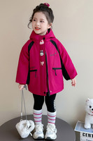 Veste d'hiver imperméable pour fille, style universitaire, avec capuche, col montant, fermeture éclair double, logo frontal, coupe-vent, lavable en machine