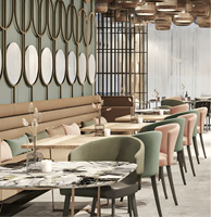 Mobilier de restaurant contemporain, banquette de salon pour pâtisserie, siège de banquette, mobilier commercial pour hall d'hôtel et café, table carrée avec structure en carbone