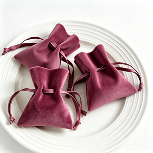 Recyclable Suede Jewelry Drawstring Bags With Ribbon <b>Bow</b> Soft Texture For Mothers Day <b>Gifts</b> Valentine <b>Gifts</b> - Product Image 1