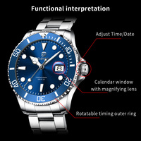 Glenaw Luxe Sport Affichage Analogique Montre de Plongée pour Hommes Montre à Quartz Lunette en Aluminium Boîtier en Alliage Bracelet en Acier Inoxydable Cadran en Verre