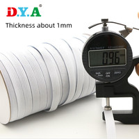 Vente en gros 3mm 5mm 6mm 10mm 12mm 15mm 20mm Largeur Noir Blanc Kitted Bande élastique plat tressé Bande élastique pour la couture de vêtement