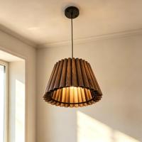 Suspension en fer et noyer à hauteur réglable, abat-jour en PVC, douille E26 E27, 110-220V, luminaire de plafond pour salle à manger