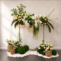 Arche de mariage en soie personnalisable, durable, faite à la main, avec décoration florale blanche et verte, pour fête, salon, photomaton, cérémonie, toile de fond
