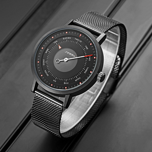 Reloj de pulsera creativo para hombre con brújula de aguja única, correa de malla y movimiento de cuarzo - Product Image 1