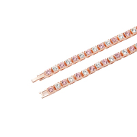 2025 Hotsale pleine rose Tennis chaîne collier cubique zircone femmes rappeur collier ras du cou bébé rose bijoux