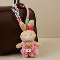Pendentif en peluche ours et lapin fait main de style coréen personnalisé, breloque de poupée colorée en ficelle fournie par l'usine de Yiwu pour la décoration de sangle de tasse et de sac