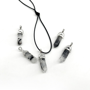 <span class=keywords><strong>CSJA</strong></span> Collier pendentif en quartz unisexe en cristal hexagonal naturel, pierre précieuse de guérison à pointe balle pour cadeau pour enfants Jewelry-E001 - Product Image 5