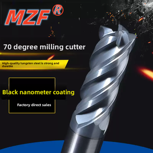 70 Degree Tungsten Steel Milling Cutter, 4-<strong>edge</strong> Alloy <strong>End</strong> <strong>Mill</strong>, Flat Bottomed Four <strong>Edge</strong> Straight Shank Coated Steel CNC - Product Image 3
