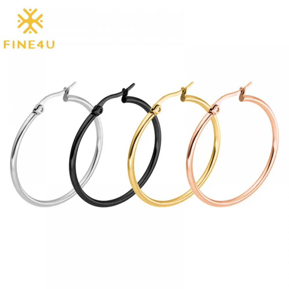 Stainless steel minimalist jewelry large gold plated big hoop earrings acero inoxidable para mujer aretes de moda