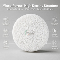 Medio Filtrante MBBR Ecológico 100% HDPE Virgen Bio Chip Blanco Puro No Tóxico para Piscifactorías RAS y Aguas Residuales Municipales