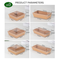 Boîte à sandwich jetable en papier de qualité alimentaire VVG avec couvercle transparent, boîte d'emballage pour pâtisserie, dessert, gâteau, pour les boulangeries, les emballages à emporter