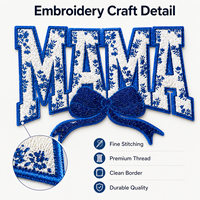 Prêt à expédier : Grandes appliques thermocollantes en chenille pour le dos de veste, motifs floraux et alphabets, avec nœuds à paillettes, vente en gros, en stock