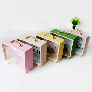 Wooden Money Cash Saving Box Display Case Money Bank Wooden Picture Frame with Handle