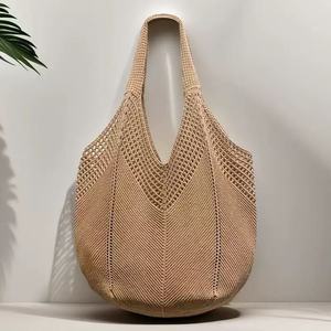Bolso tejido de un solo hombro INS Retro coreano, nuevo estilo, bolso de mano de ganchillo <span class=keywords><strong>para</strong></span> vacaciones, Playa informal, dos <span class=keywords><strong>asas</strong></span>, poliéster abierto - Product Image 3