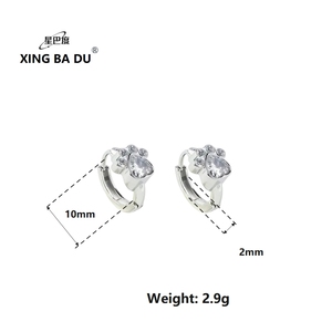 Boucles d'oreilles créoles en acier inoxydable plaqué or 18 carats avec zircon, motif patte de chat mignon, bijoux fins tendance, cadeau pour femme, vente chaude INS - Product Image 5